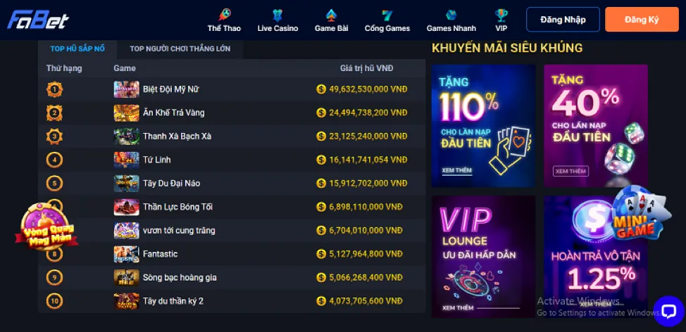 Thưởng nạp lại hàng ngày cho game bắn cá